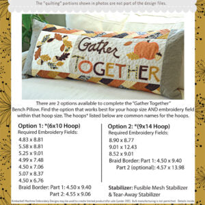 Gather Together Bench Pillow, Machine Embroidery